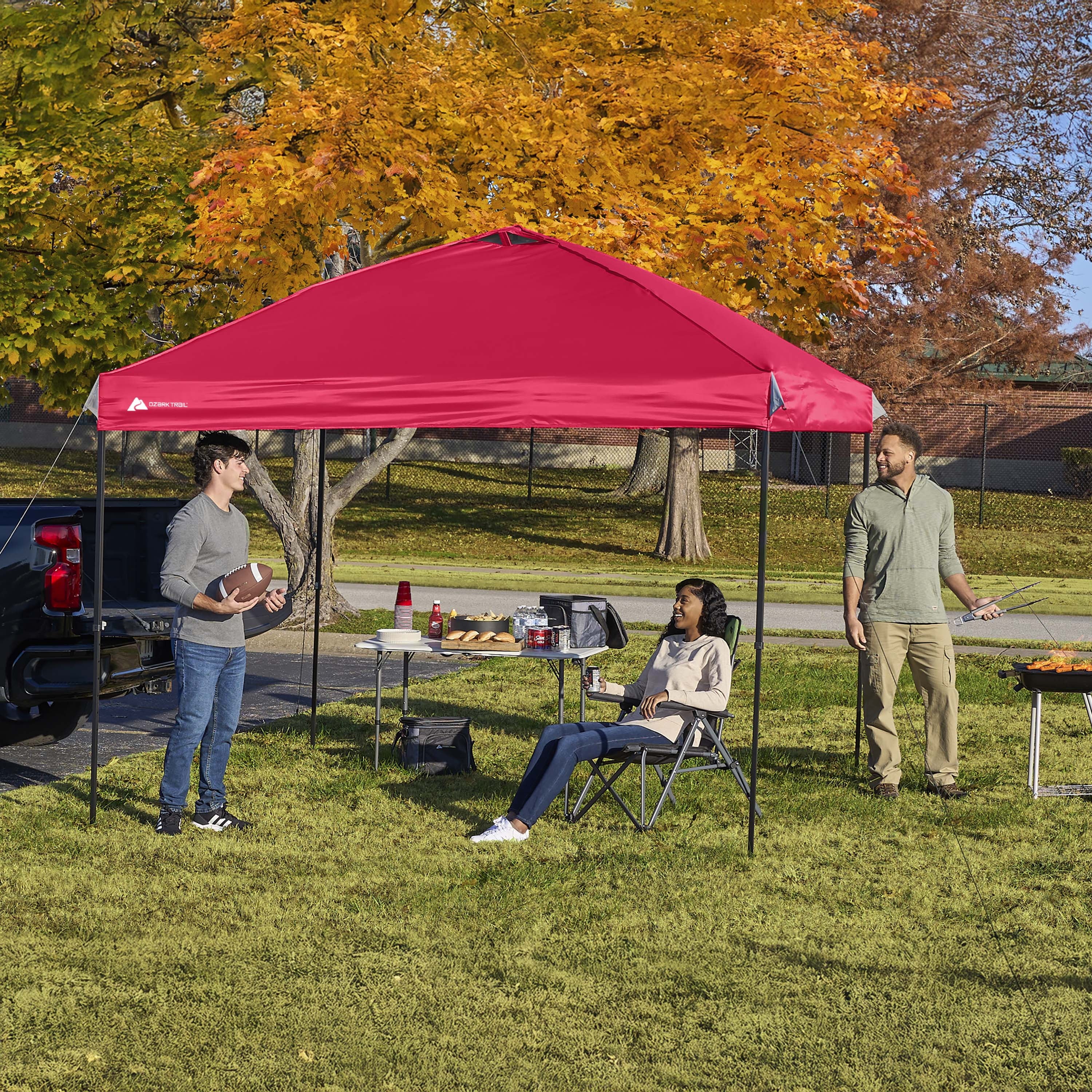 Ozark Trail 10x10 Instant Pop Up Canopy Tent with Simple Push Setup – Straight Leg Pop-Up Tent for Tailgating, Camping & Events, Gold