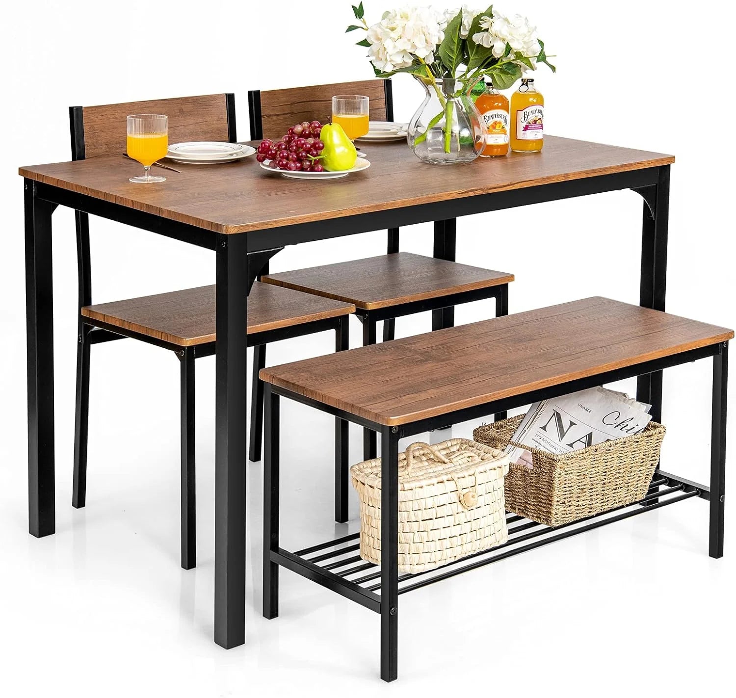 Giantex Dining Table Set for 4 43 Kitchen Table and Chairs Modern Functional Desk Set