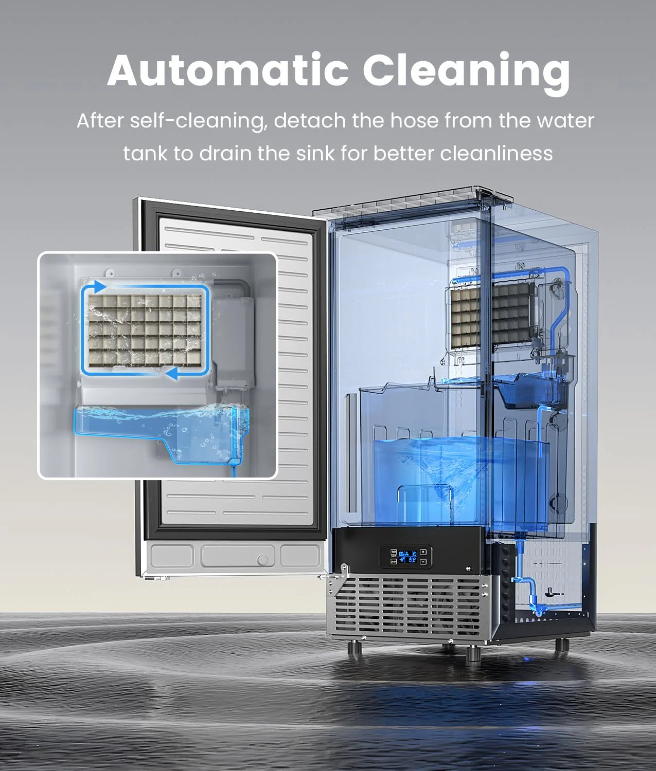 ecozy Portable Ice Maker Countertop, 9 Cubes Ready in 6 Mins, 26 lbs in 24 Hours, Self-Cleaning Machine