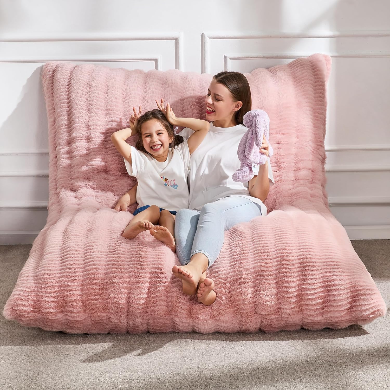 Hobestluk 3 in 1 Bean Bag Chair Giant Bean Bag Chairs Convertible Bean Bag Floor Cushion