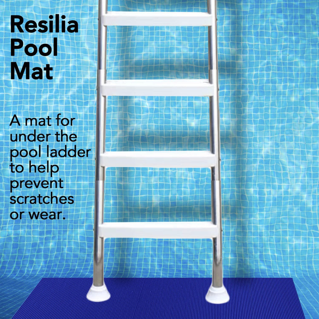 Resilia Stay-Put Pool Ladder Mat Protective Non-Slip Pad, Blue