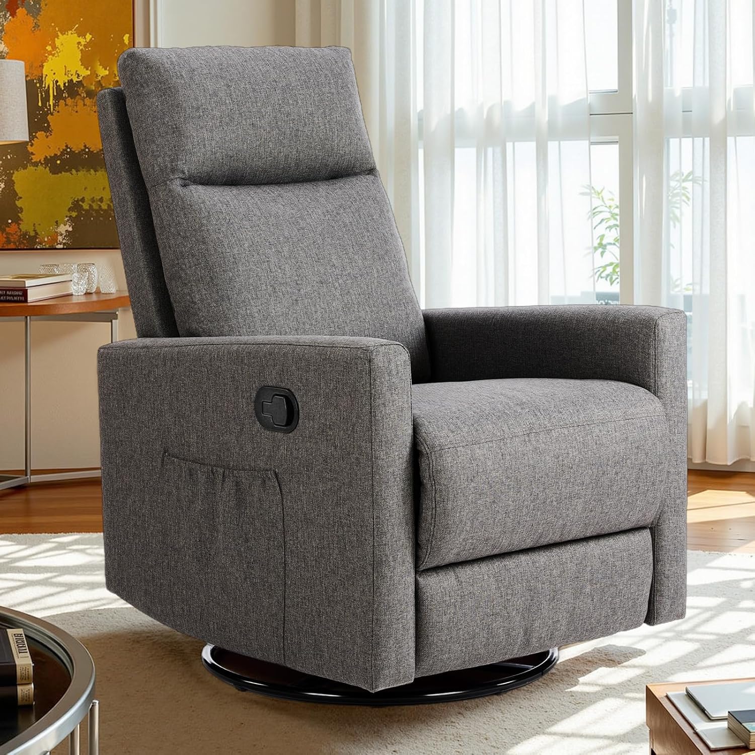 Sweet and crisp rocking chair 360 degree rotating recliner with sliding function