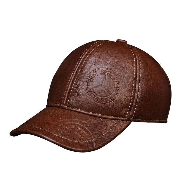 Spring Genuine Leather Men Baseball Cap